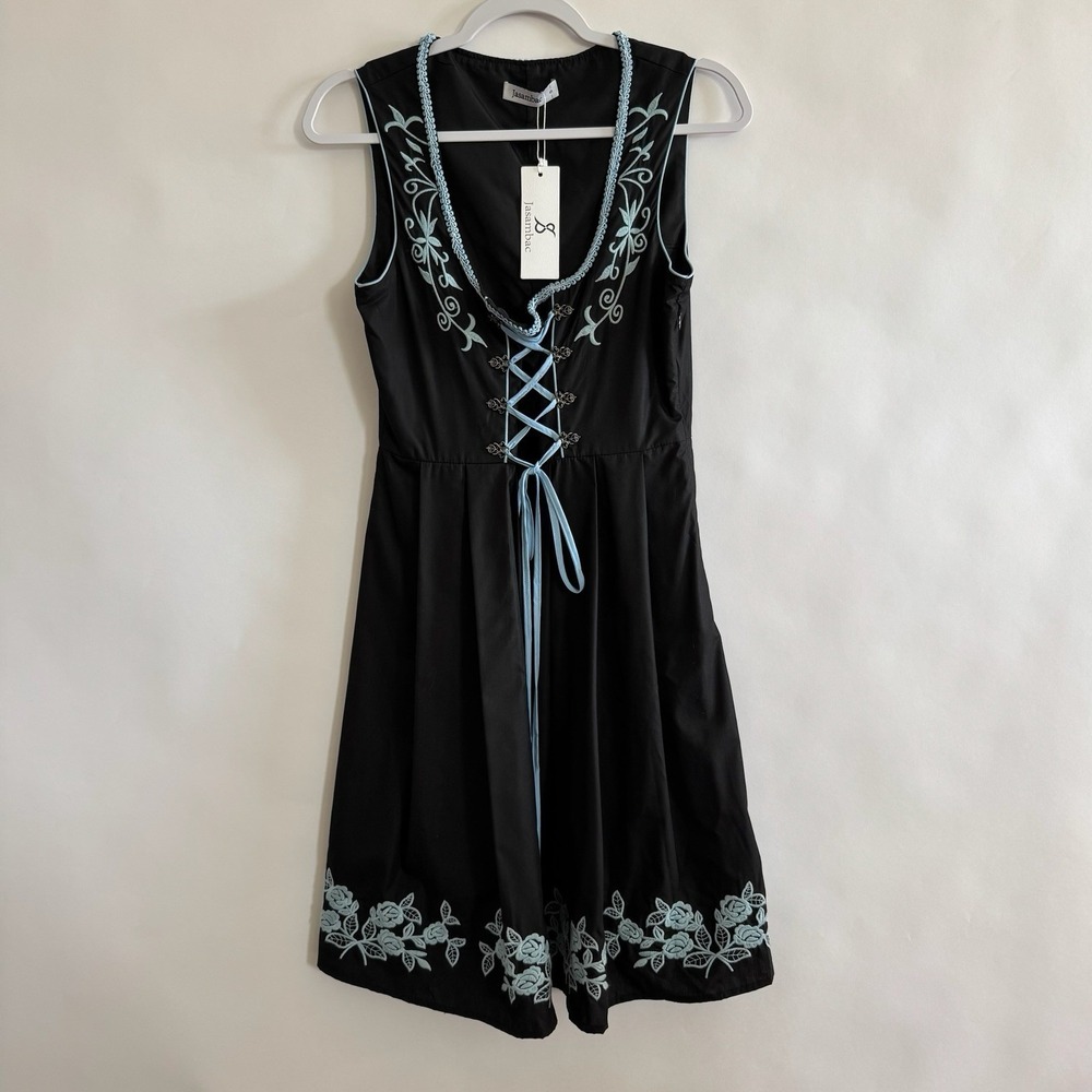 Jasambac Womens Embroidered Dress Lace Up Corset Disney Bounding Cosplay Small